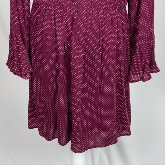 Anthropologie Le Lis Burgundy & White Polka Dot Ballet Core Dress NWOT - Picture 8 of 11